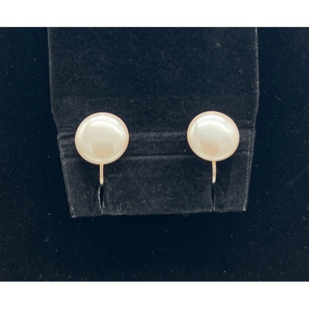 Vintage Marvella Clip-On Earrings With Faux Pearl Design Gold-Tone Metal Elegant